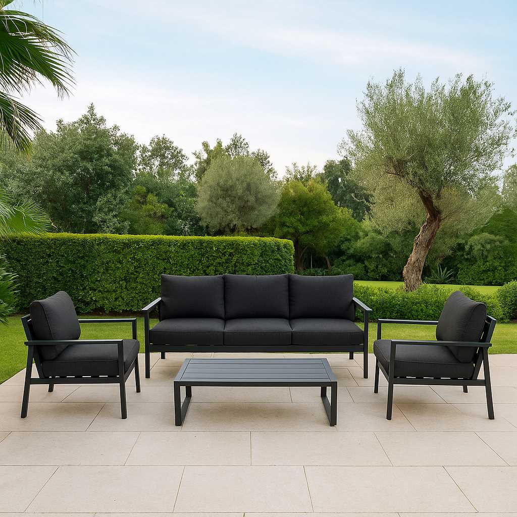 Salotto alluminio Manhattan antracite 3posti