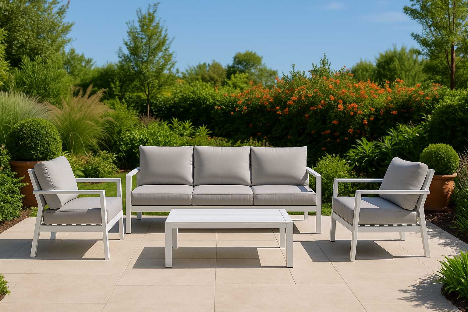 Salotto alluminio Manhattan bianco 3 posti