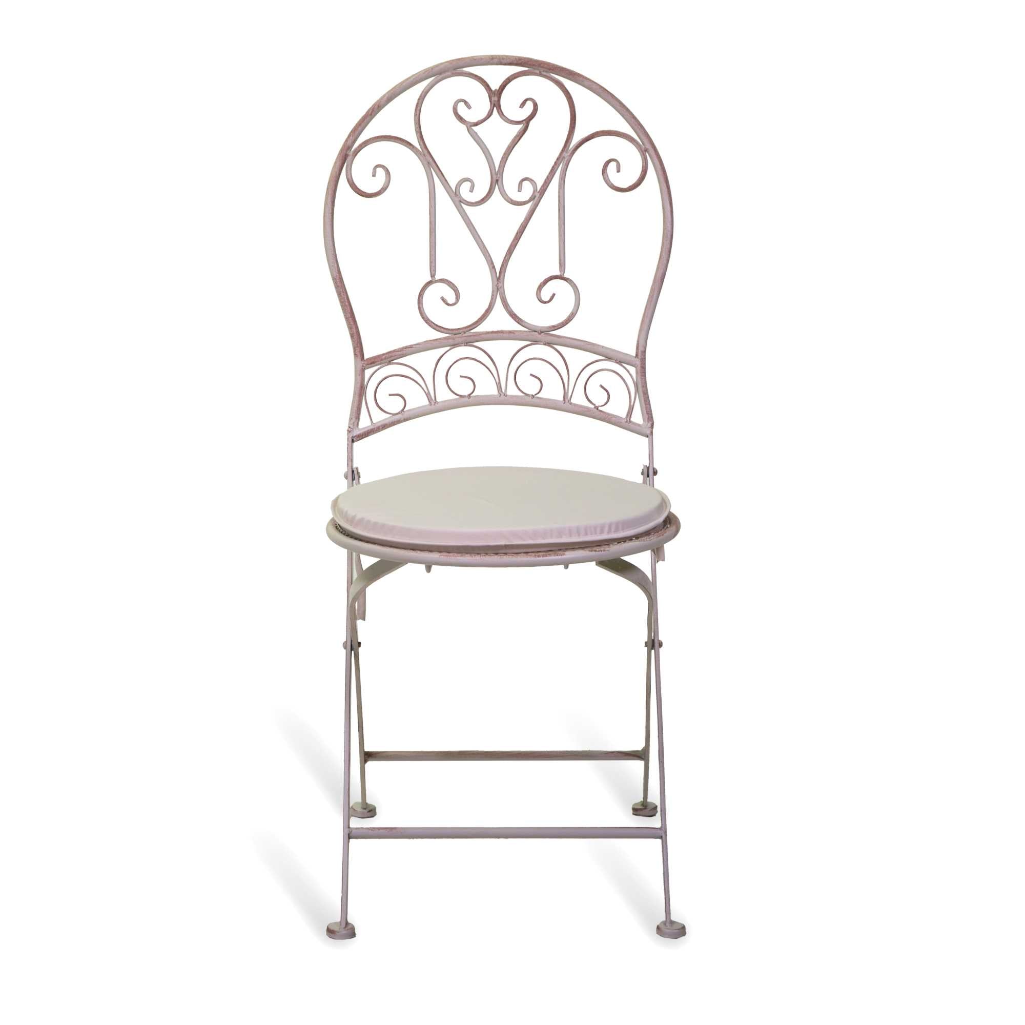 Sedia metallo ragusa avorio con cuscino cm40x48h94