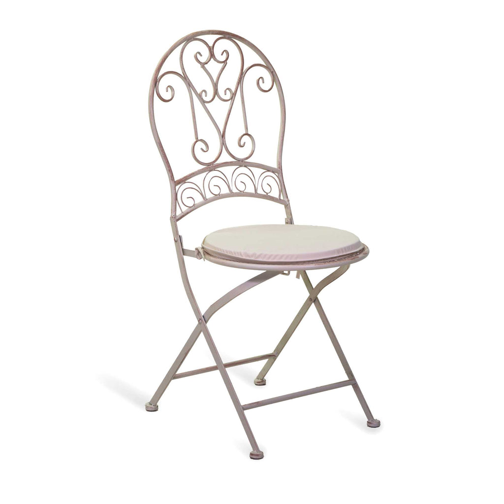 Sedia metallo ragusa avorio con cuscino cm40x48h94