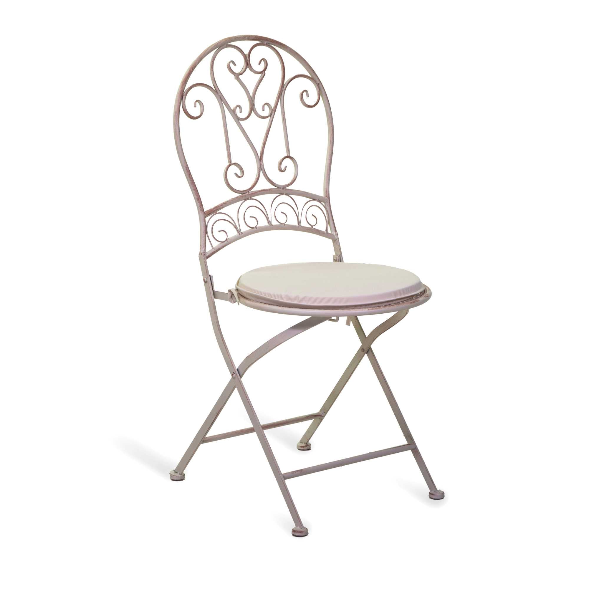 Sedia metallo ragusa avorio con cuscino cm40x48h94