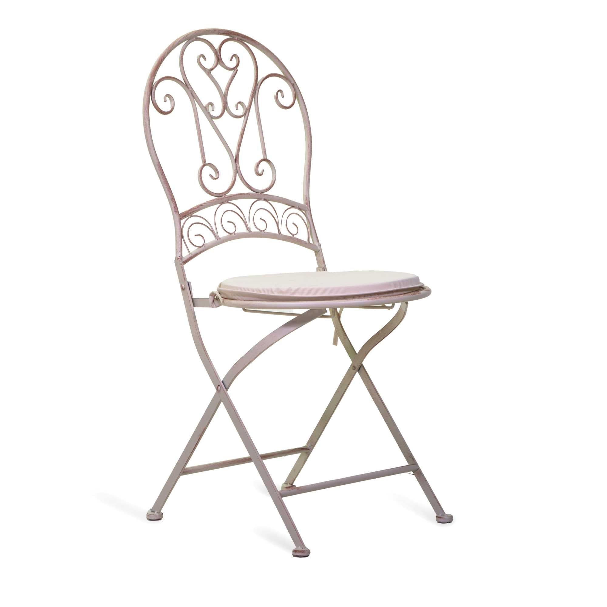 Sedia metallo ragusa avorio con cuscino cm40x48h94