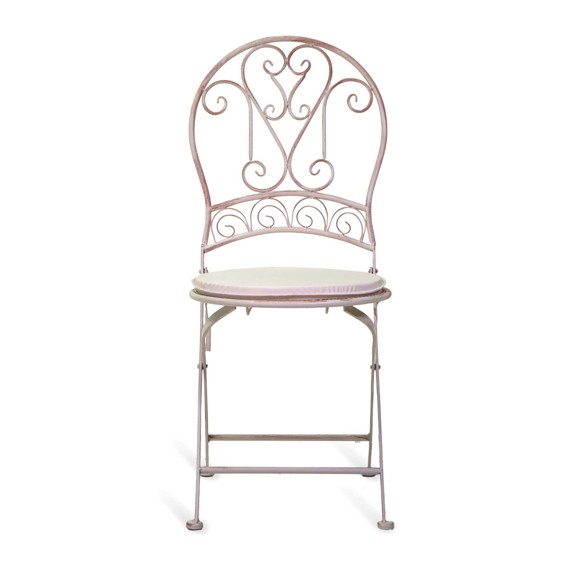 Sedia metallo ragusa avorio con cuscino cm40x48h94