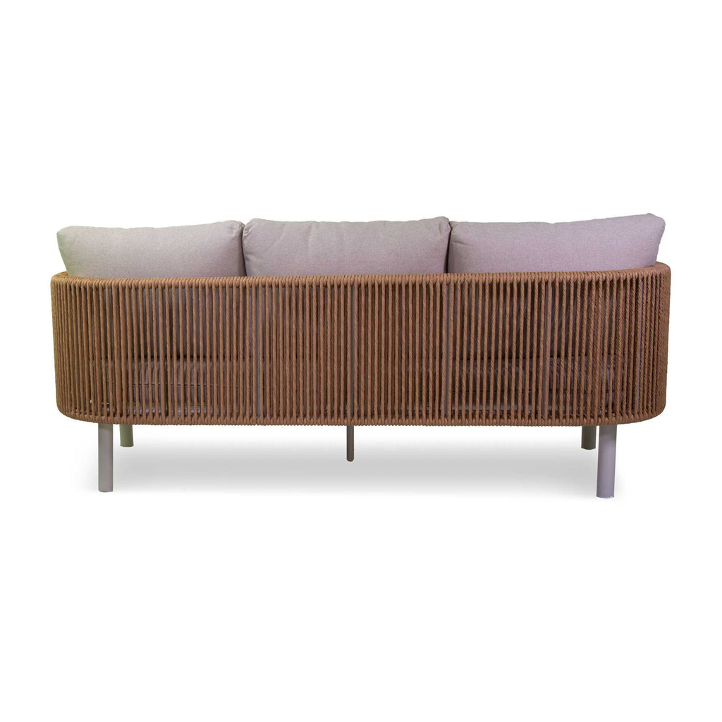 Salotto alluminio 3 posti Barreiro bianco c/cucini crema e intreccio polyrattan