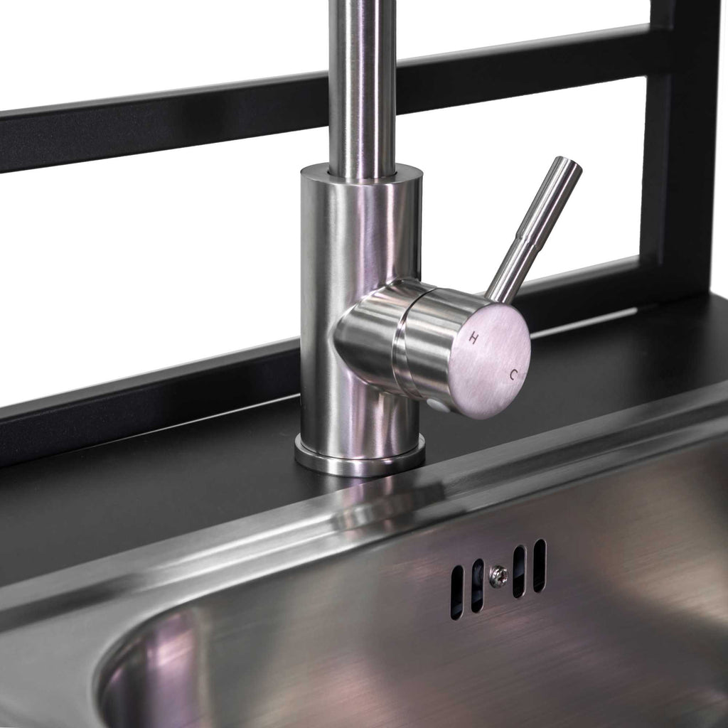 Mobiletto alluminio Weston con lavello antracite cm60x61,5h125