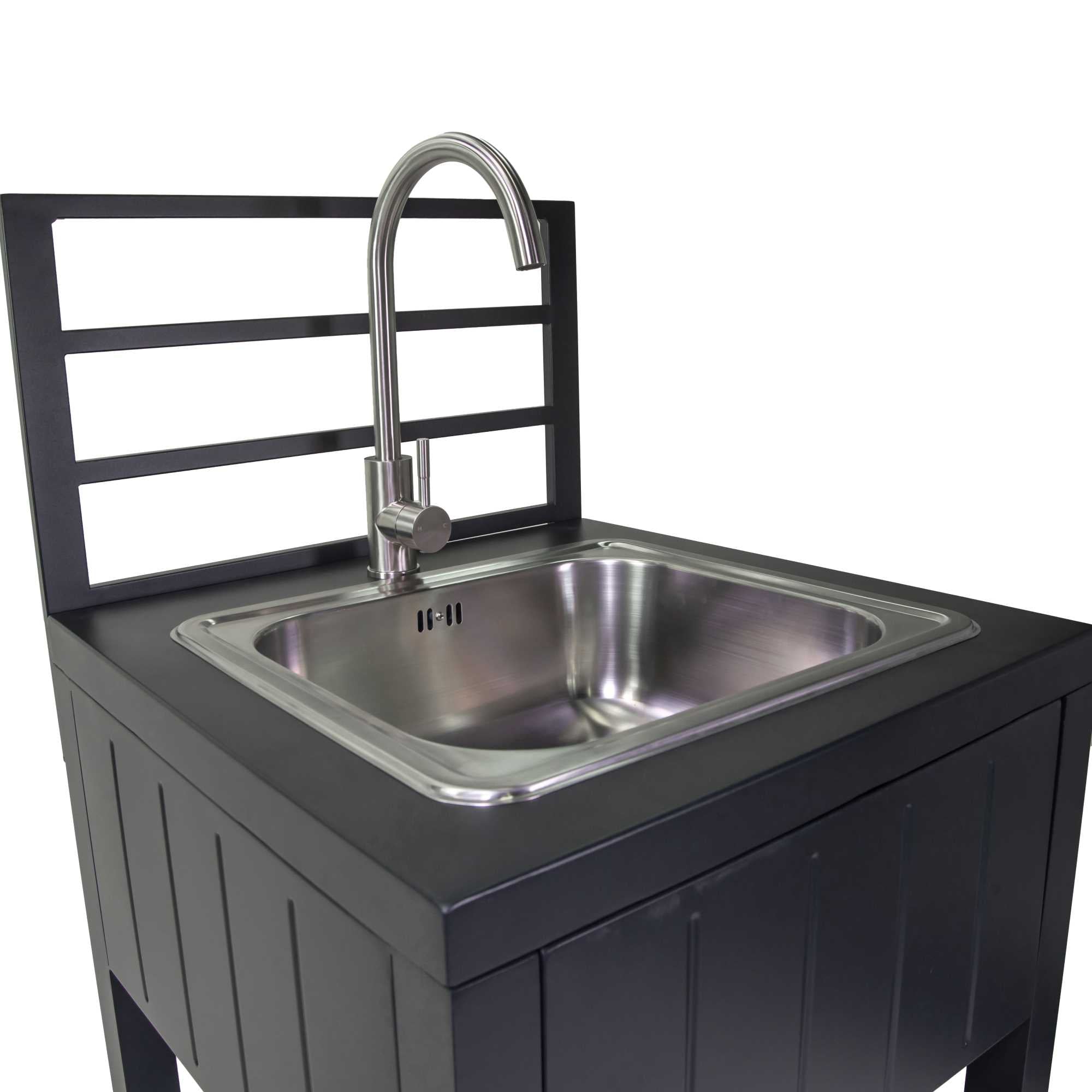 Mobiletto alluminio Weston con lavello antracite cm60x61,5h125