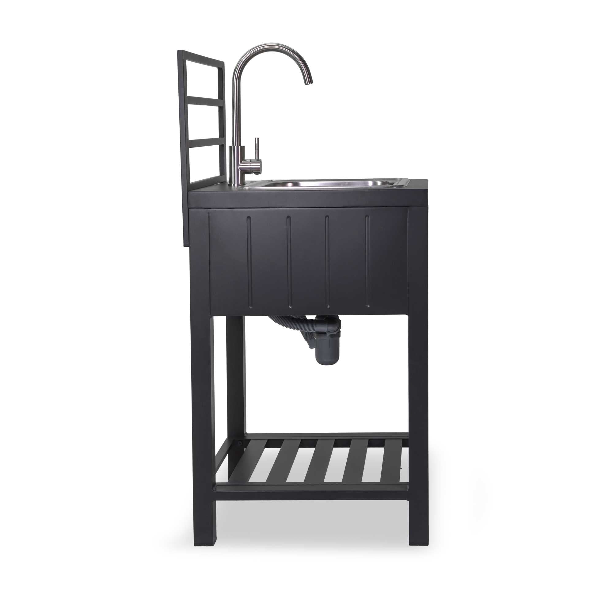 Mobiletto alluminio Weston con lavello antracite cm60x61,5h125