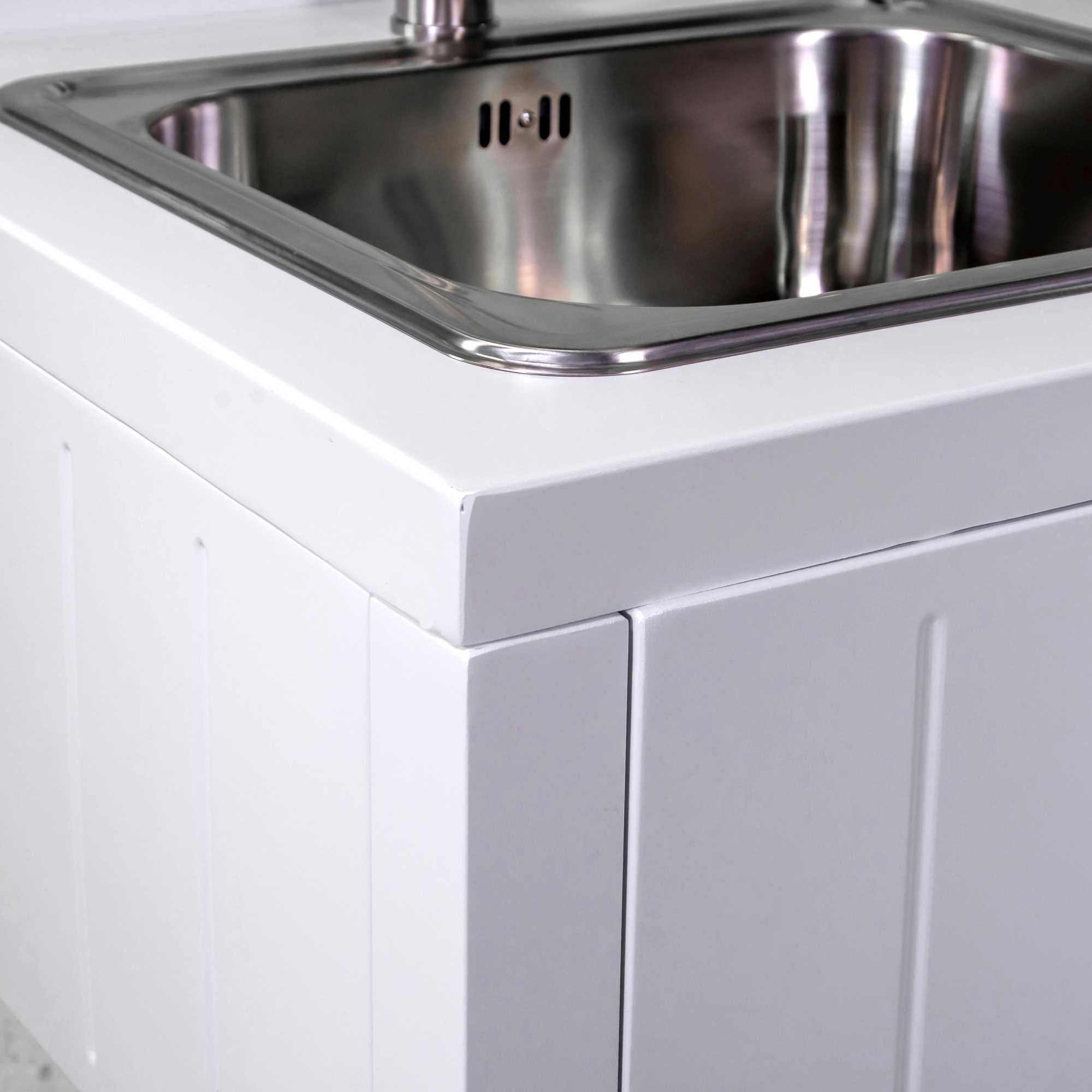 Mobiletto alluminio Weston con lavello bianco cm60x61,5h125