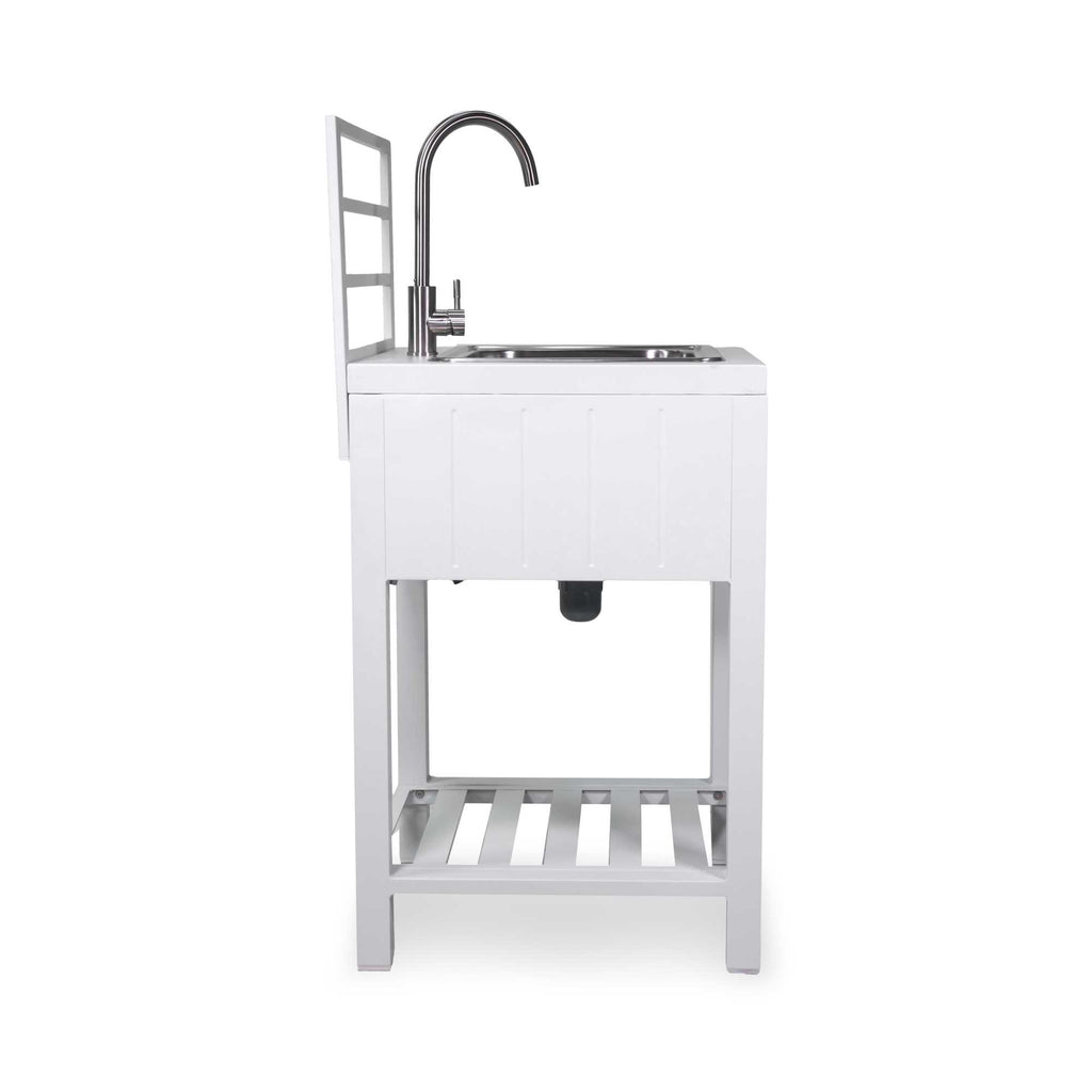 Mobiletto alluminio Weston con lavello bianco cm60x61,5h125