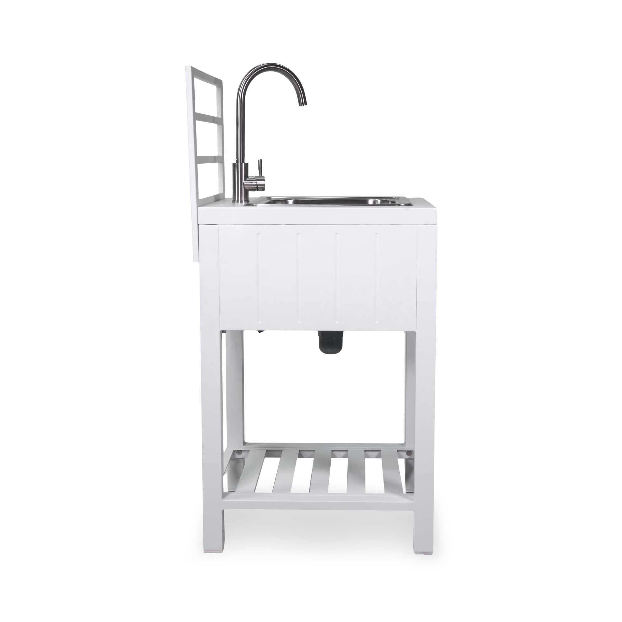 Mobiletto alluminio Weston con lavello bianco cm60x61,5h125