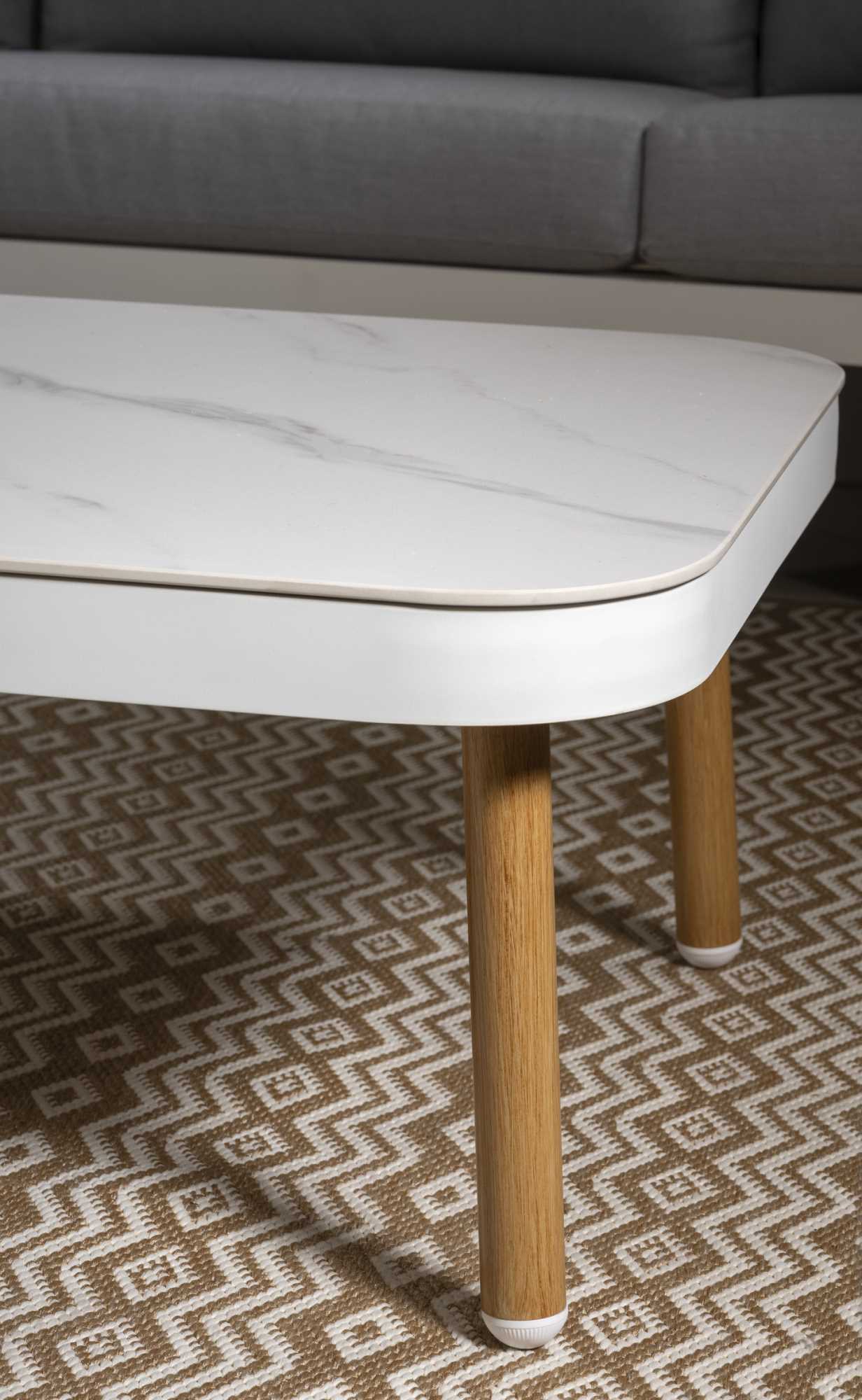 Salotto alluminio Wichita 3 posti bianco c/cuscino e corda grigio chiaro