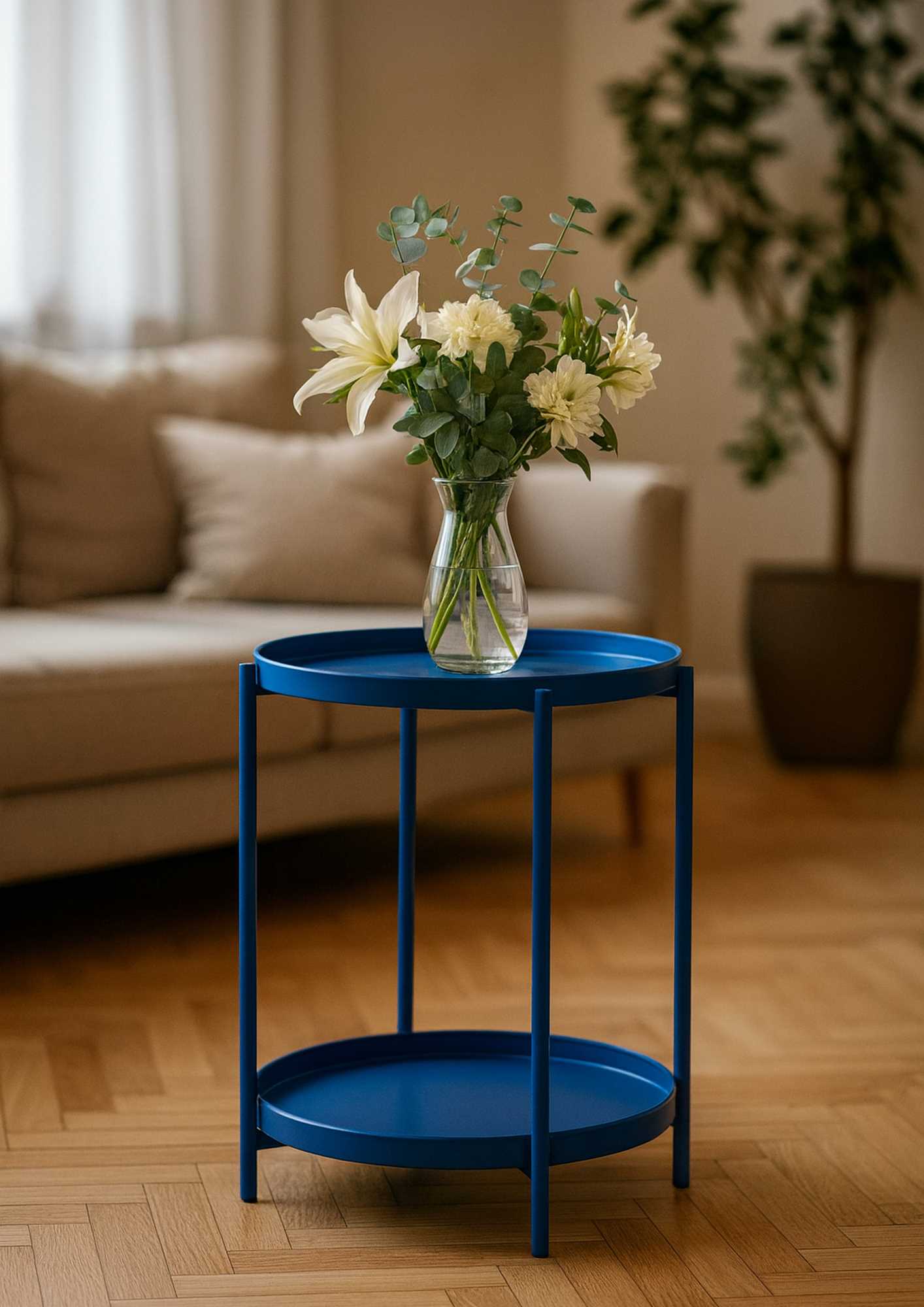 Tavolino metallo Hiro blu tondo 2 pianicm ø40h50